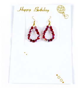 Adzo Jewellery Card-Birthday red glass bead hanging earring insert
